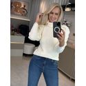 Blusa Abenção Com Manga Bufante E Gola Alta Removível off white 0805