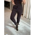 Calça De Tricô Com Barra Italiana Marrom 
