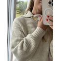 Blusa Biamar Alongada Canelada com Gola Transpassada Bege | Areia 1506a