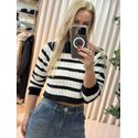 Blusa Biamar Cropped Listrada Preto 1106
