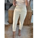 Calça De Sarja Com Cordão Creme