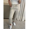 Calça Cargo Em Linho Bege