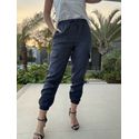 Calça Cargo Em Linho Azul marinho