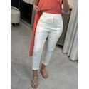Calça De Linho Com Algodão e Cordão Off White 