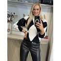 Blusa Biamar Geométrica Com Gola Rolê Preto 3005