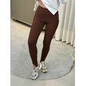 Calça Legging Nori Canelada Com Pézinho Marrom 2307