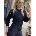 Blusa Biamar Com Tecimento de folhas Azul Marinho 1508