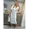 Saia Midi Com Acabamento Vazado Off White 0908