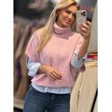Colete Com Gola Alta Oversized Rosa 1207