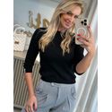 Blusa Biamar Com Tranças e Gola Redonda Preto 1607 