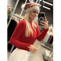 Blusa Biamar Em Fio Pluma Com Gola Redonda Vermelho 