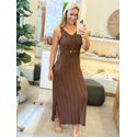 Vestido Le Bongã Tricô Regata Marrom 0112