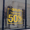 Adesivo Para Vitrine OUTLET toda a loja até 50% off