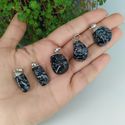 PINGENTE ROLADO OBSIDIANA FLOCOS DE NEVES - ABSORVE ENERGIAS NEGATIVAS