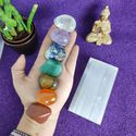 Kit Pedras 7 Chakras + Placa de Selenita – Alinhamento Energético