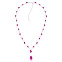 Colar Luxo Gotas Safira Rosa/Pink Prateado