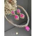 Conjunto Luxo Brinco e Colar Pink