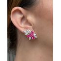 Brinco EarCuff Gotas Safira Rosa/Pink Prateado