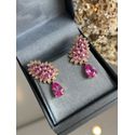 Brinco EarCuff Gota Luxo Safira Rosa/Pink Dourado