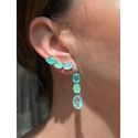 Brinco EarCuff Pendulo Pedras Ovais Turmalina