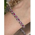 Pulseira Riviera Luxo Safira Rosa/Pink Prateada