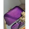 Clutch Cristais Ultra Violeta Fecho Esferas Douradas