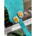 Brinco Luxo Retângular Fancy Yellow Prateado