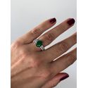 Anel Redondo Verde Esmeralda Prateado