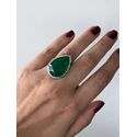 Anel Gota Cravação Verde Esmeralda 
