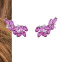 Brinco Earcuff Safira Rosa Prateado