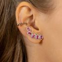 EarCuff Pedras Ovais Safira Rosa/Pink