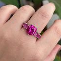Anel Luxo Solitário Safira Rosa