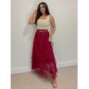 Saia Midi Tule Polônia Cherry