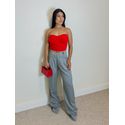 Calça Reta Alfaiataria Cinza