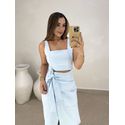 Cropped Alça Sarja Azul