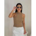 Cropped Regata Canelado Marrom
