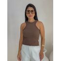 Cropped Regata Canelado Café