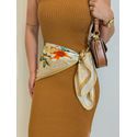 Lenço Cetim Floral Amarelo