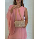 Bolsa Couro Metal Areia