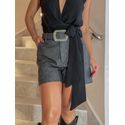 Short Couro Fake Laila Chumbo