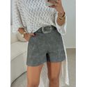 Short Couro Fake Laila Cinza