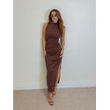 Vestido Midi Franzido Suplex Café