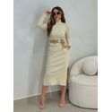 Vestido Canelado Madrid Areia