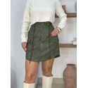 Saia Couro Fake Carina Militar