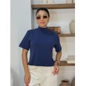 Blusa Manguinha Aveludada Marinho 
