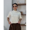 Blusa Manguinha Aveludada Areia