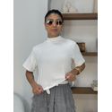 Blusa Manguinha Aveludada Branca