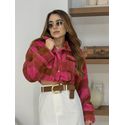 Jaqueta Cropped Xadrez Rosa