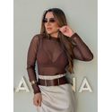 Blusa Tule Mia Café 