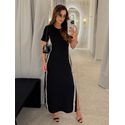 Vestido Manguinha Listra Preto